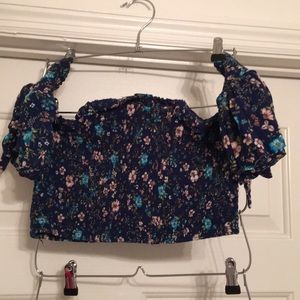Blue Floral Crop Top